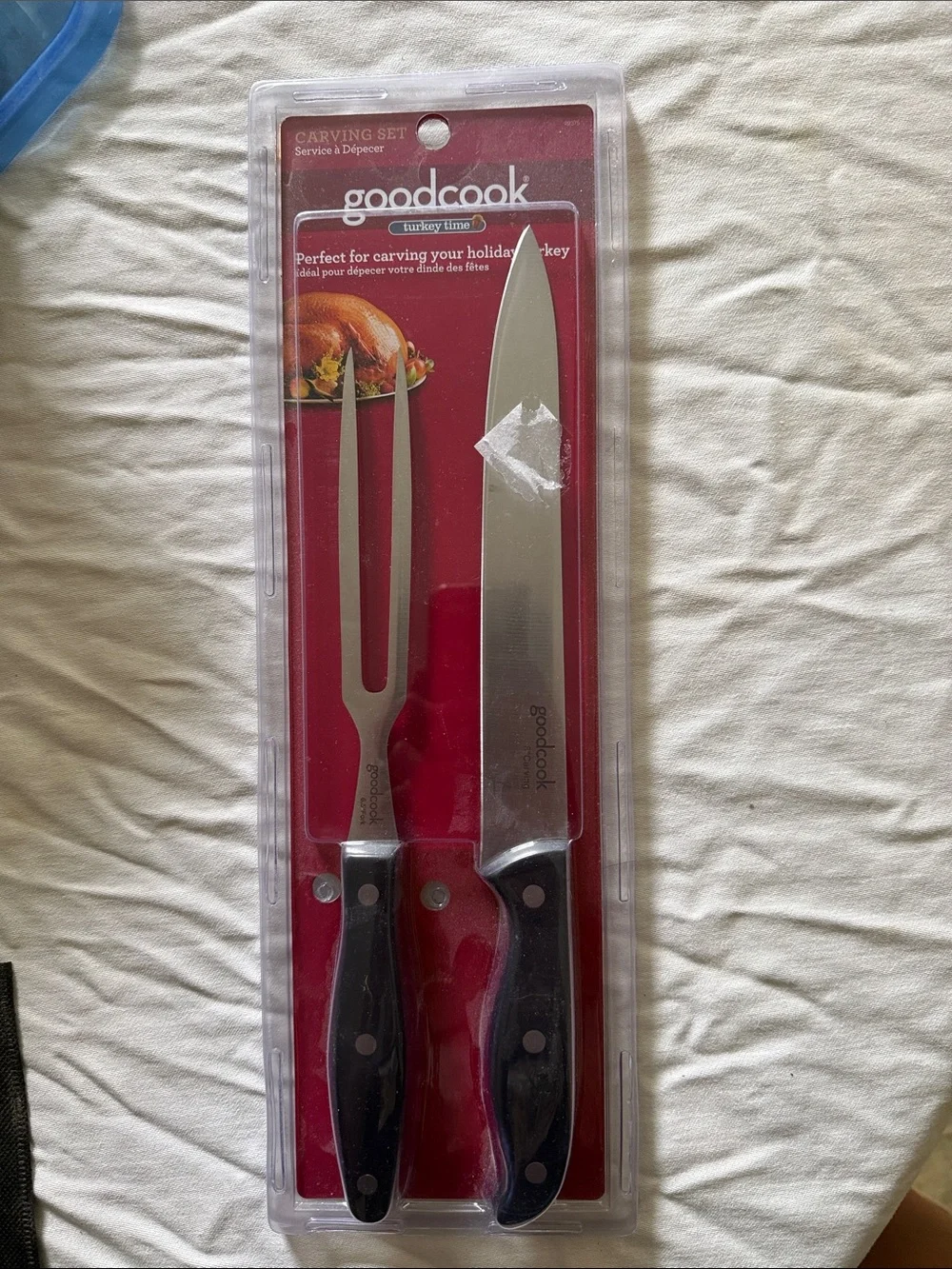 GoodCook Black-Handle Carving Knife and Fork Set